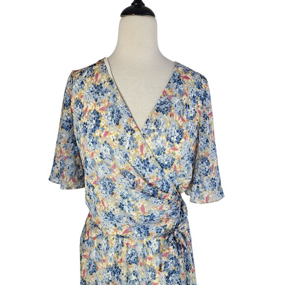 Lauren Ralph Lauren Floral Georgette Faux Wrap Midi Dress 18 NWT Belted Romantic - Picture 4 of 15